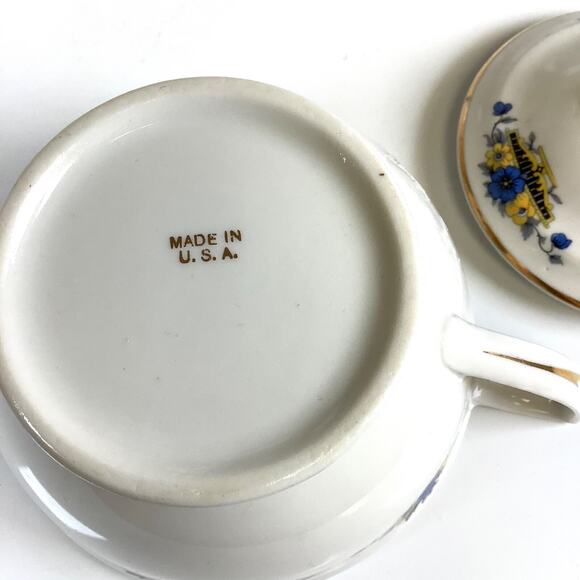 Vtg Art Deco Pattern Sugar Bowl with Lid Made in USA Porcelain China VGC - Picture 5 of 5